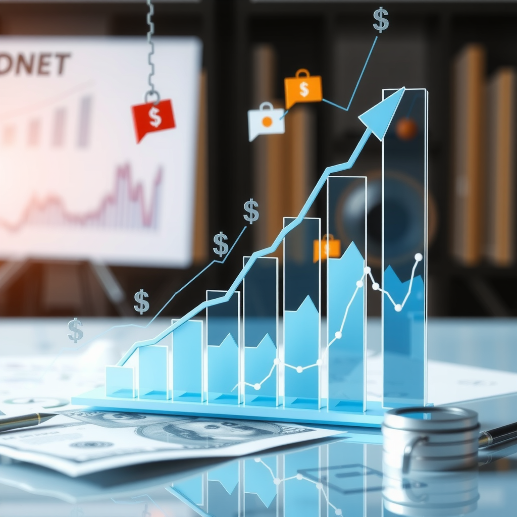 Abstract financial growth visualization with upward trending graphs, restored balance sheets, and professional financial planning elements representing stability and recovery